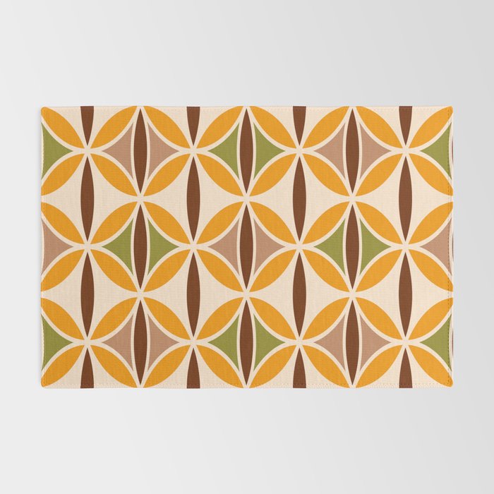 Retro 70s yellow brown ovals grid Rug Gallery Image 2