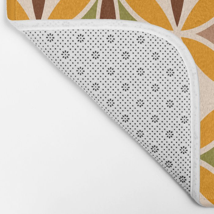 Retro 70s yellow brown ovals grid Bath Mat Gallery Image 2