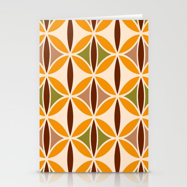 Retro 70s yellow brown ovals grid Stationery Card Gallery Image 1