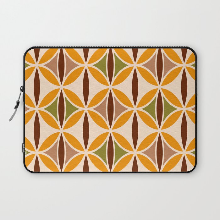 Retro 70s yellow brown ovals grid Laptop Sleeve Gallery Image 1