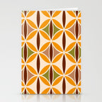 Retro 70s yellow brown ovals grid Stationery Card Gallery Image 2
