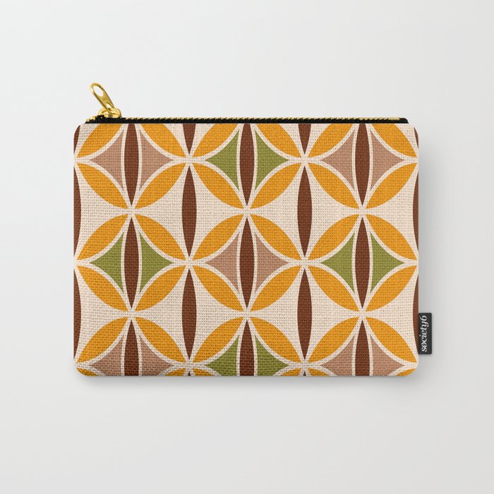 Retro 70s yellow brown ovals grid Carry All Pouch Gallery Image 1