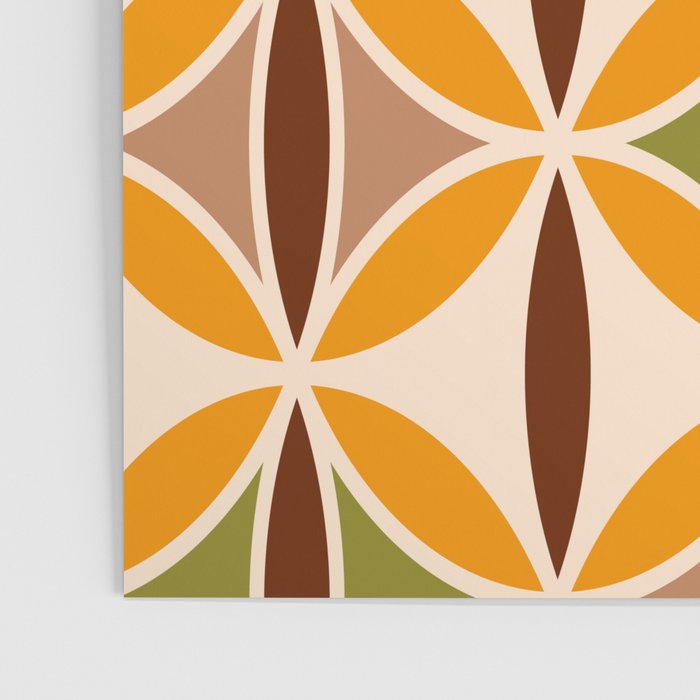 Retro 70s yellow brown ovals grid Poster Gallery Image 3