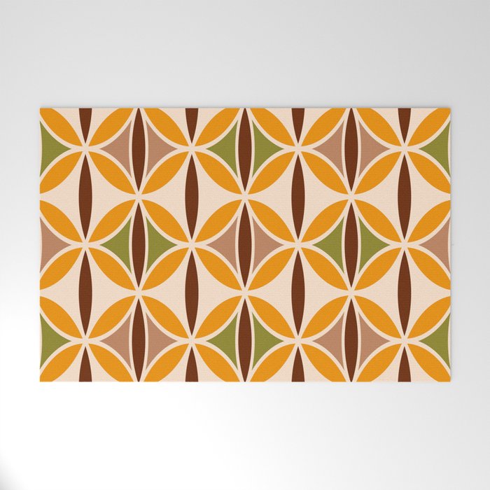 Retro 70s yellow brown ovals grid Welcome Mat Gallery Image 1