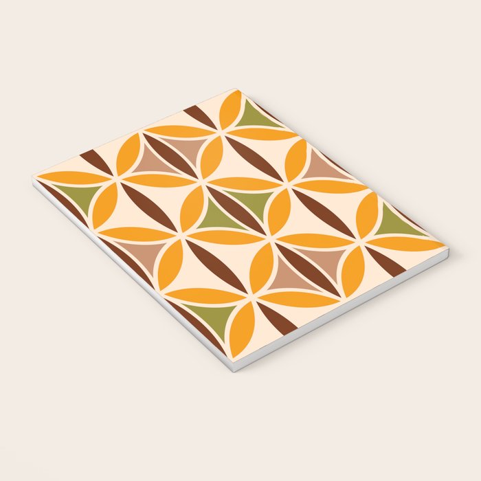 Retro 70s yellow brown ovals grid Notebook Gallery Image 3