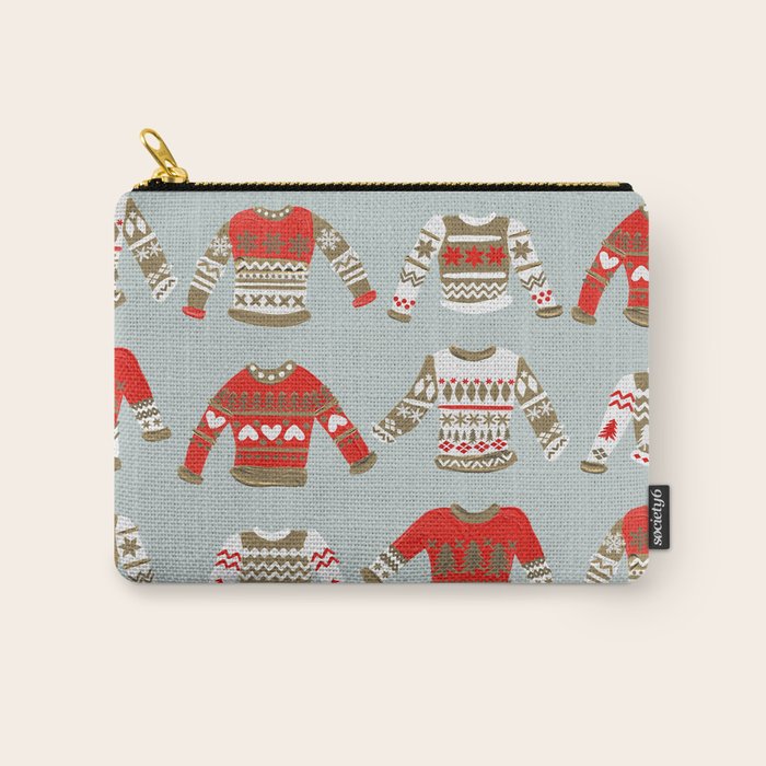 Christmas Sweaters - Vintage Gold & Red Palette Carry All Pouch Gallery Image 1