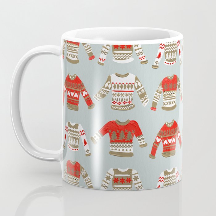 Christmas Sweaters - Vintage Gold & Red Palette Coffee Mug Gallery Image 3
