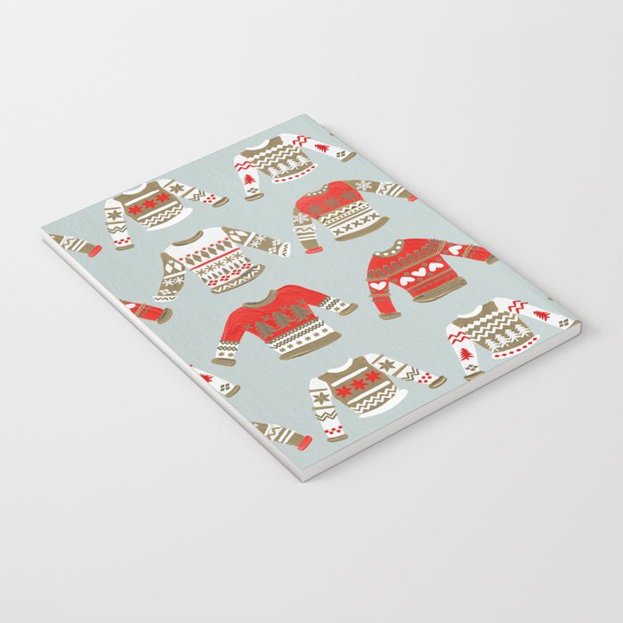 Christmas Sweaters - Vintage Gold & Red Palette Notebook Gallery Image 3
