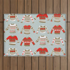 Christmas Sweaters - Vintage Gold & Red Palette Outdoor Rug Gallery Image 1