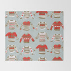 Christmas Sweaters - Vintage Gold & Red Palette Throw Blanket Gallery Image 2