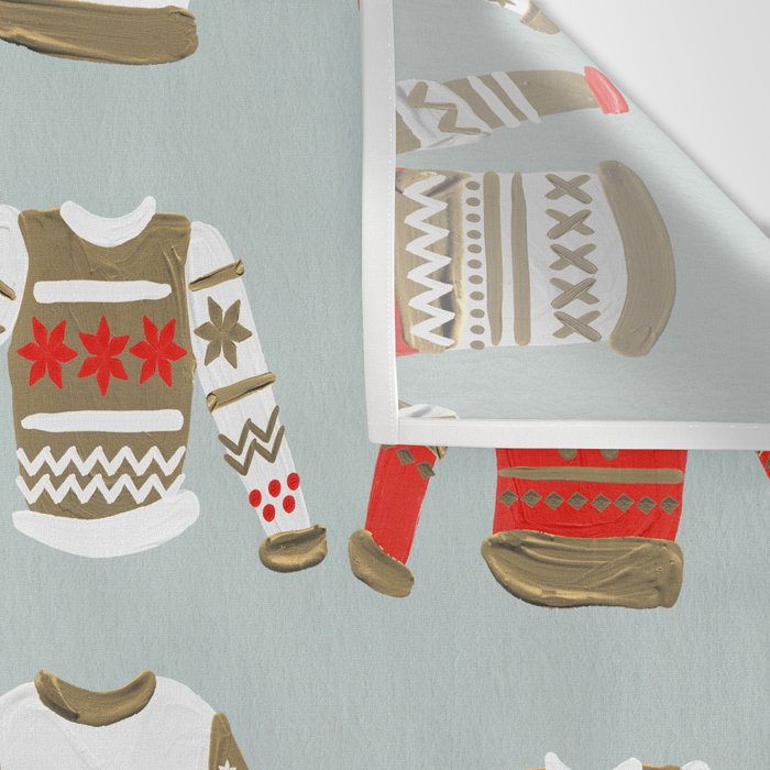 Christmas Sweaters - Vintage Gold & Red Palette Wall Tapestry Gallery Image 3