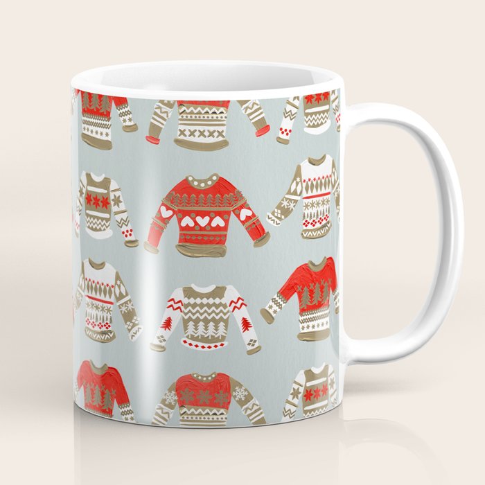 Christmas Sweaters - Vintage Gold & Red Palette Coffee Mug Gallery Image 1