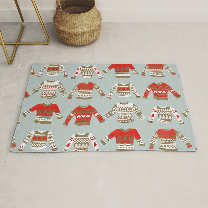 Christmas Sweaters - Vintage Gold & Red Palette Rug Gallery Image 1