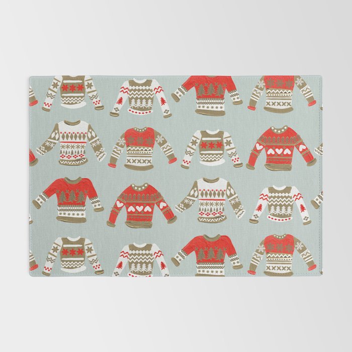 Christmas Sweaters - Vintage Gold & Red Palette Rug Gallery Image 2