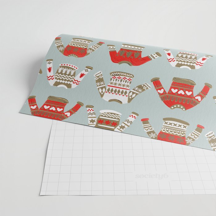 Christmas Sweaters - Vintage Gold & Red Palette Wrapping Paper Gallery Image 2