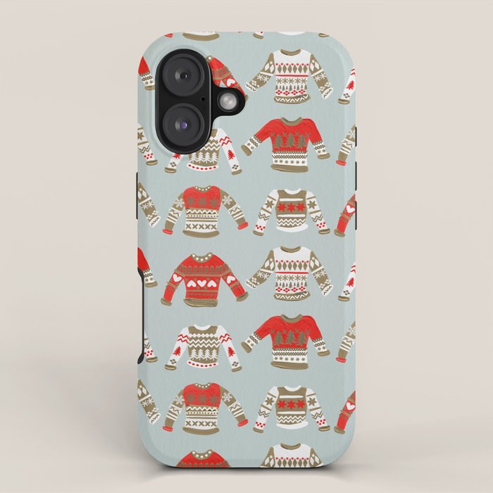 Christmas Sweaters - Vintage Gold & Red Palette iPhone Case Gallery Image 1