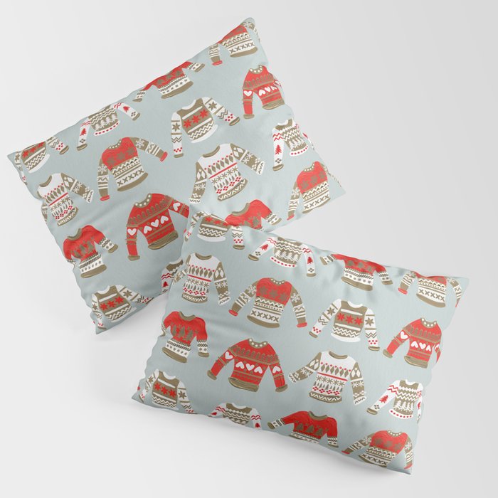 Christmas Sweaters - Vintage Gold & Red Palette Pillow Sham Gallery Image 3