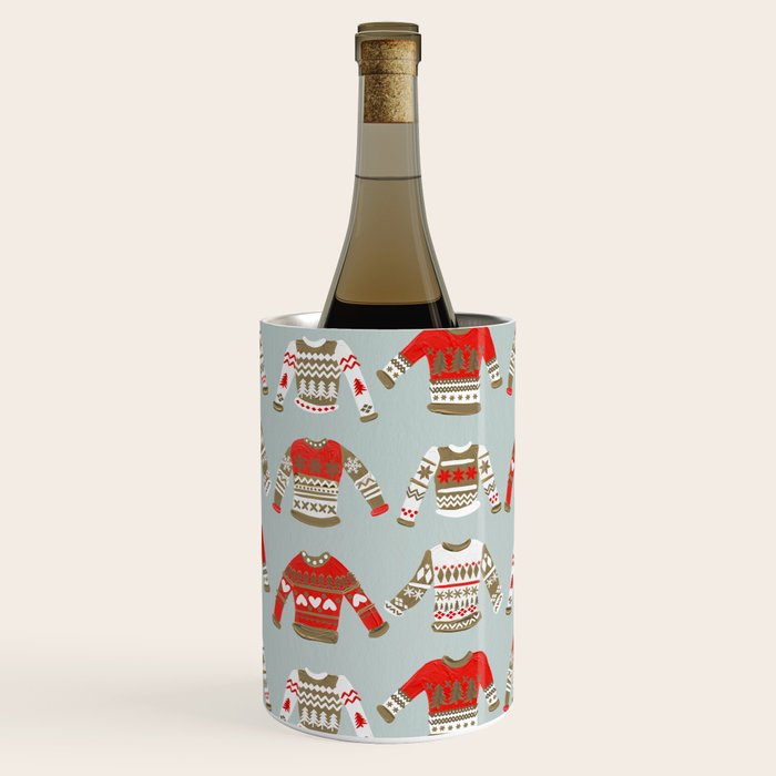 Christmas Sweaters - Vintage Gold & Red Palette Wine Chiller Gallery Image 1