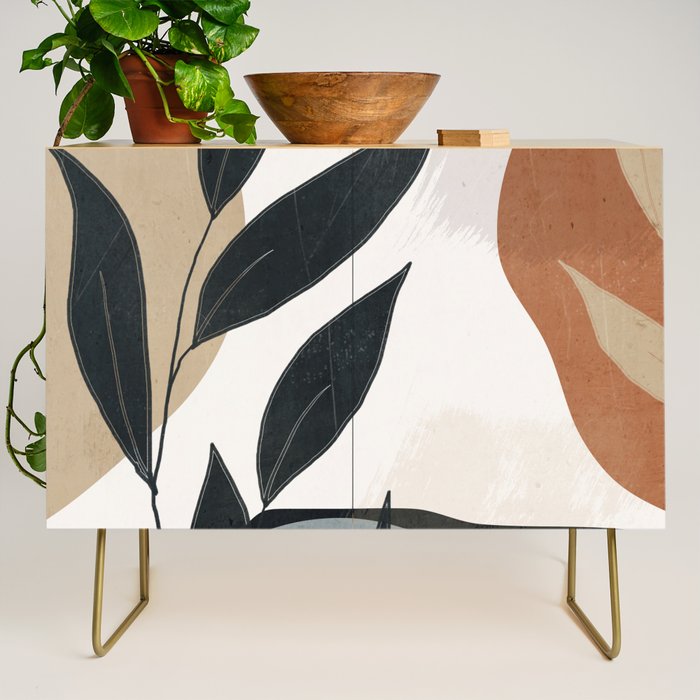 Abstract Art Tropical Leaves 5 Credenza Gallery Image 1