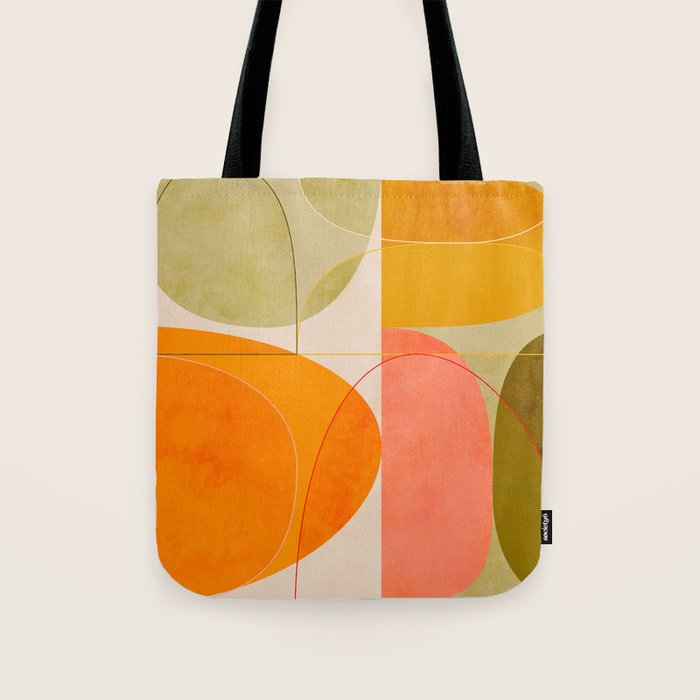 mid century geometric lines curry blush spring Tote Bag Gallery Image 1