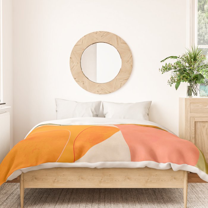 mid century geometric lines curry blush spring Duvet Cover Gallery Image 3