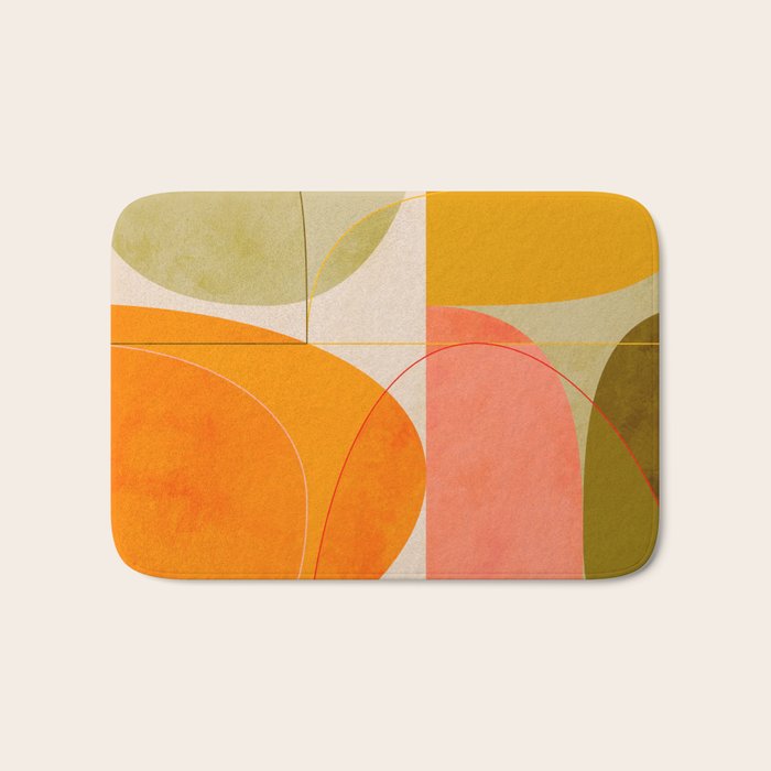 mid century geometric lines curry blush spring Bath Mat Gallery Image 1