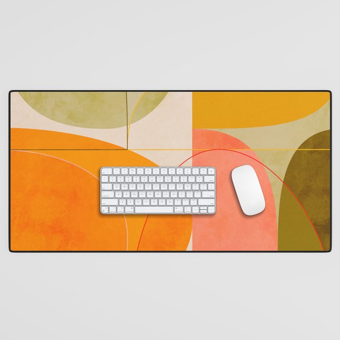 mid century geometric lines curry blush spring Desk Mat Gallery Image 1