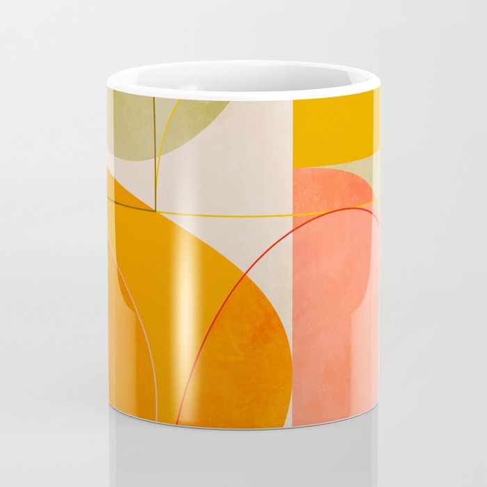 mid century geometric lines curry blush spring Coffee Mug Gallery Image 4