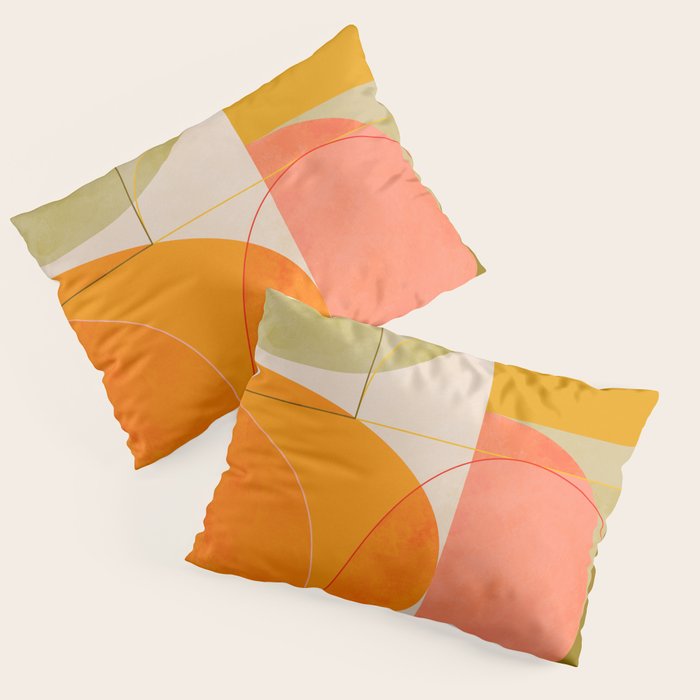 mid century geometric lines curry blush spring Pillow Sham Gallery Image 3