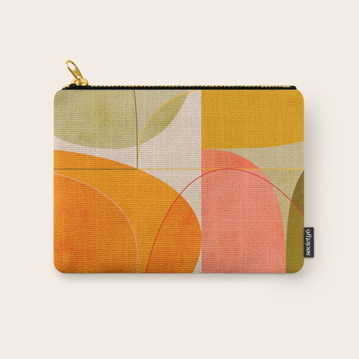 mid century geometric lines curry blush spring Carry All Pouch Gallery Image 1