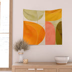 mid century geometric lines curry blush spring Wall Tapestry Gallery Image 2
