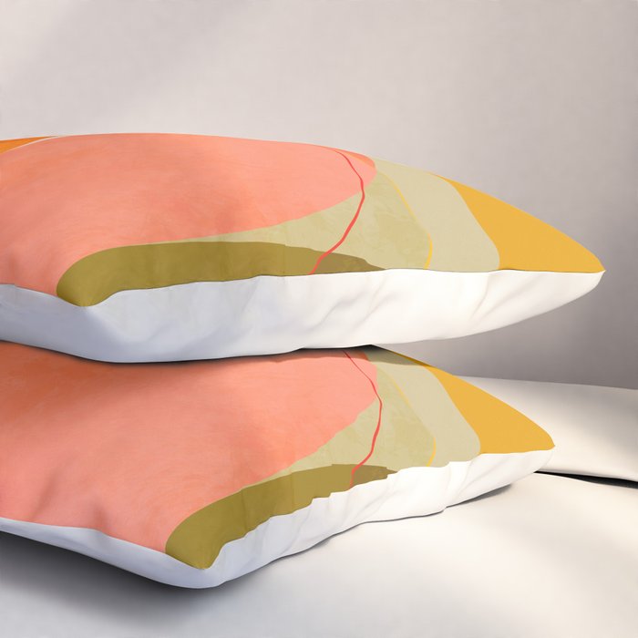 mid century geometric lines curry blush spring Pillow Sham Gallery Image 3