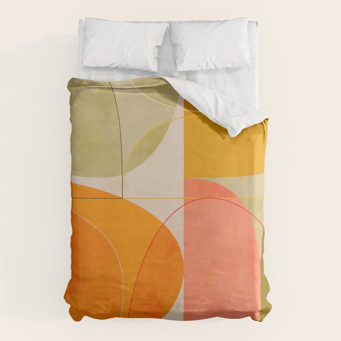 mid century geometric lines curry blush spring Duvet Cover Gallery Image 6