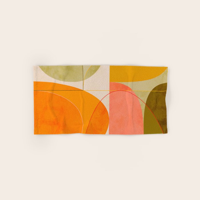 mid century geometric lines curry blush spring Bath Towel Gallery Image 1