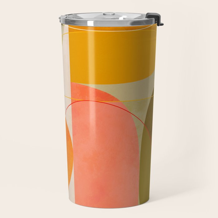 mid century geometric lines curry blush spring Travel Mug Gallery Image 2