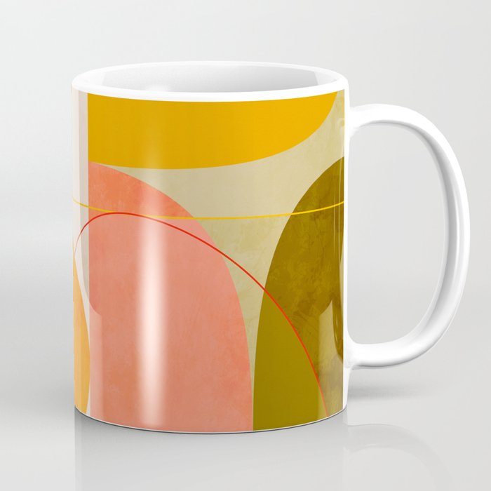 mid century geometric lines curry blush spring Coffee Mug Gallery Image 1