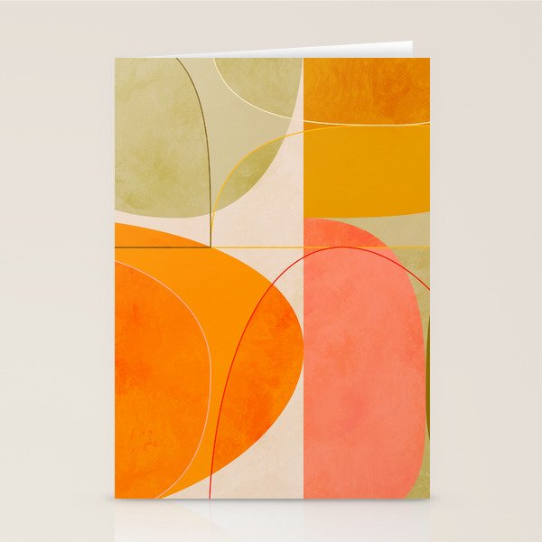 mid century geometric lines curry blush spring Stationery Card Gallery Image 2