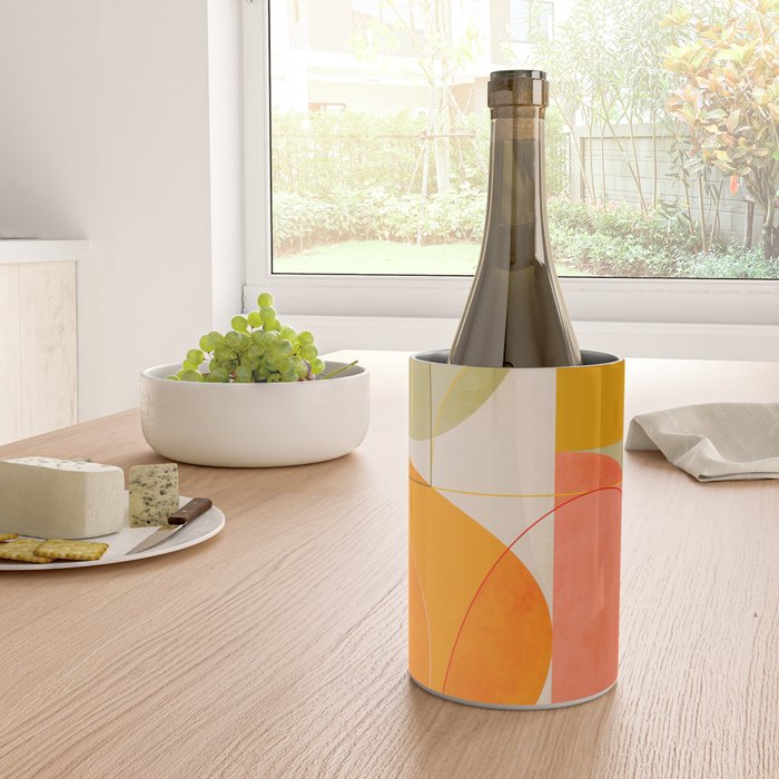 mid century geometric lines curry blush spring Wine Chiller Gallery Image 4