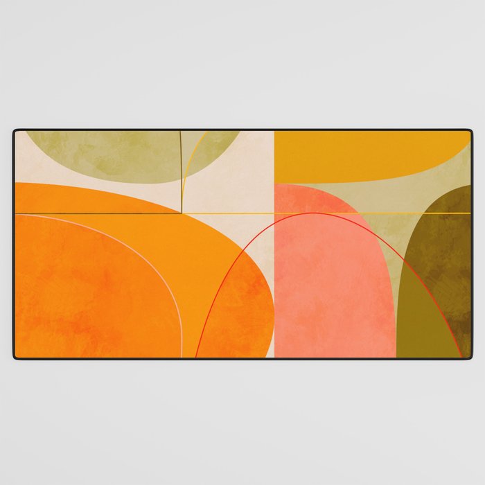 mid century geometric lines curry blush spring Desk Mat Gallery Image 3
