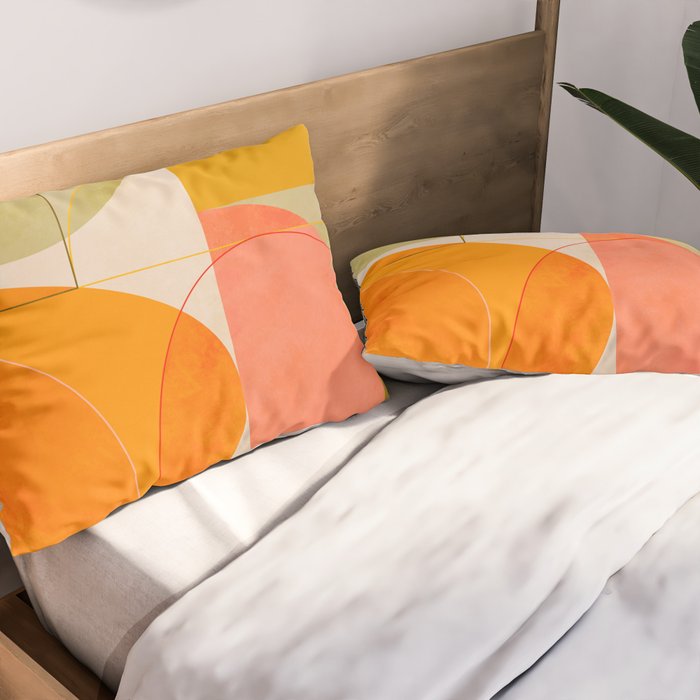 mid century geometric lines curry blush spring Pillow Sham Gallery Image 2