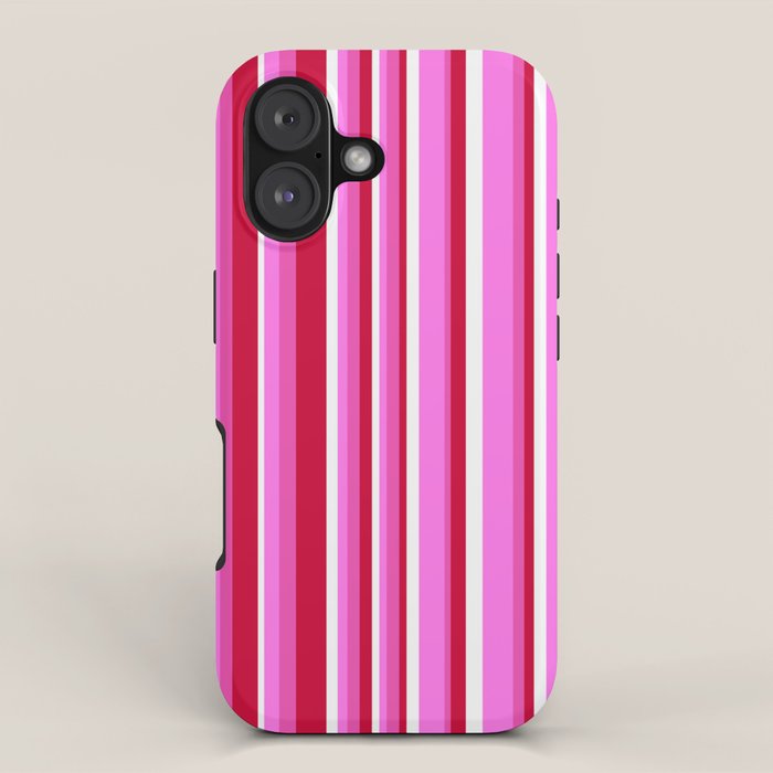 Classic Stripes XVII - Y2K Pink and Red iPhone Case Gallery Image 1