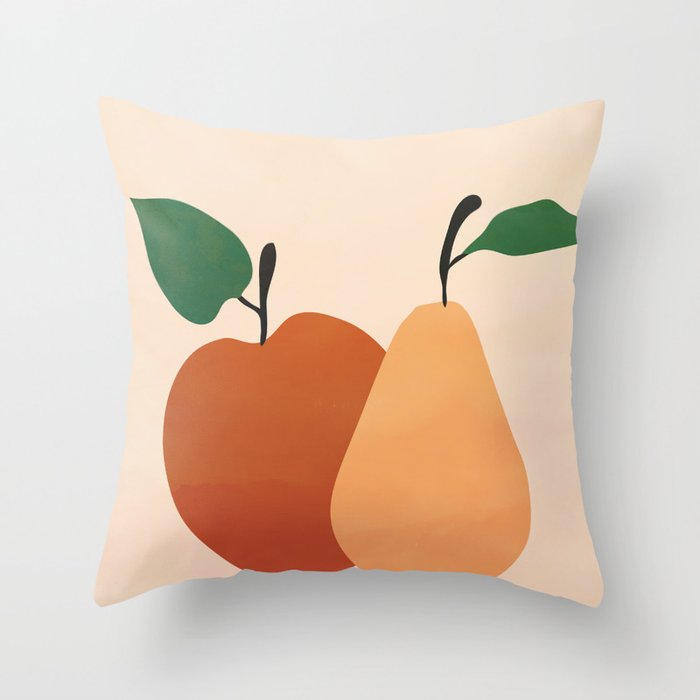 An Apple and a Pear Throw Pillow Gallery Image 1