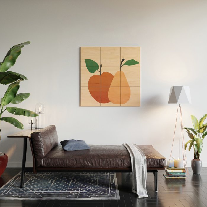 An Apple and a Pear Wood Wall Art Gallery Image 2
