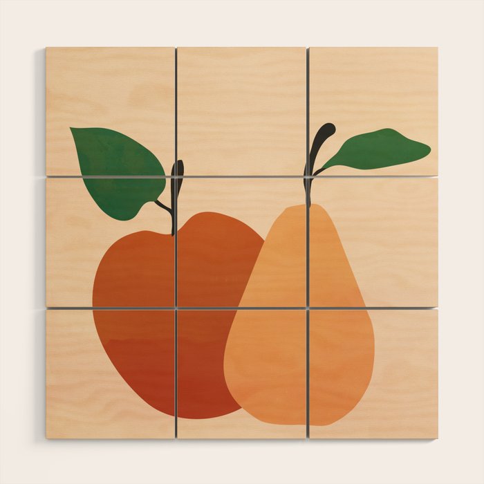 An Apple and a Pear Wood Wall Art Gallery Image 1