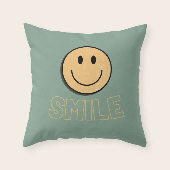 Smile Retro Throw Pillow Gallery Image 6