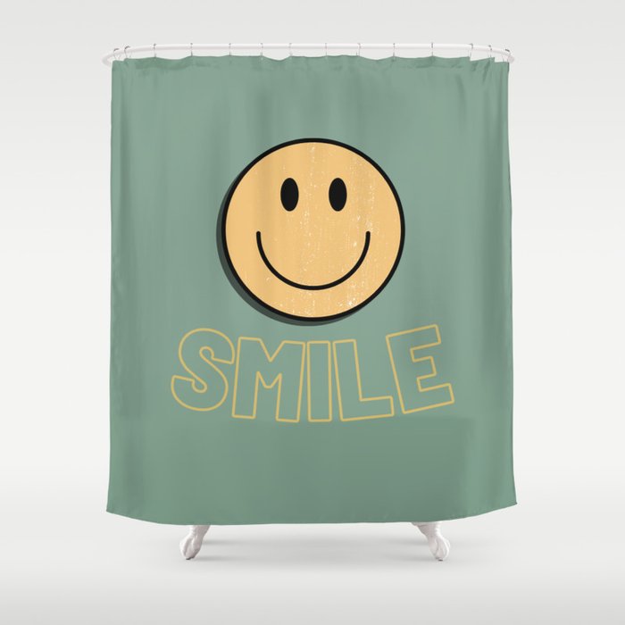 Smile Retro Shower Curtain Gallery Image 1