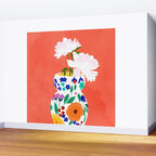 The Flowerpot, Floral Nature Watercolor Painting, Eclectic Bohemian Blossom Plants, Maximalism Contemporary Boho Wall Mural Gallery Image 2