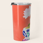 The Flowerpot, Floral Nature Watercolor Painting, Eclectic Bohemian Blossom Plants, Maximalism Contemporary Boho Travel Mug Gallery Image 3
