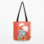 The Flowerpot, Floral Nature Watercolor Painting, Eclectic Bohemian Blossom Plants, Maximalism Contemporary Boho Tote Bag Gallery Image 2
