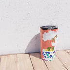 The Flowerpot, Floral Nature Watercolor Painting, Eclectic Bohemian Blossom Plants, Maximalism Contemporary Boho Travel Mug Gallery Image 4